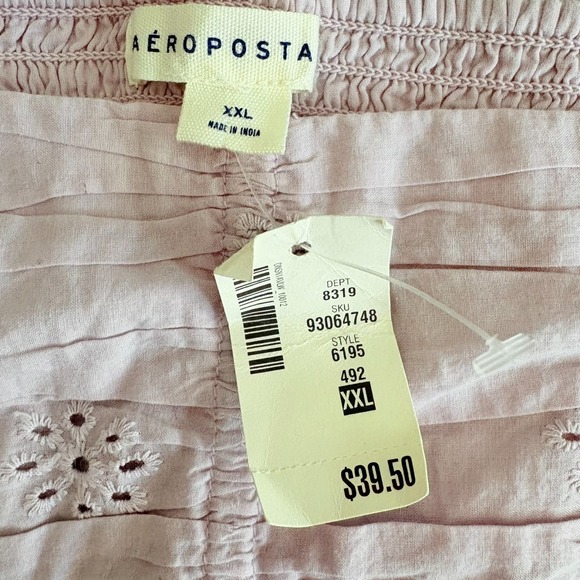 NWT Aeropostale Women's XXL Lilac Smocked Off Shoulder Cropped Top 100% Cotton - Picture 7 of 11